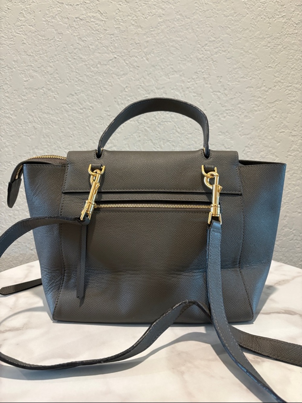 Celine Mini Belt Gray Leather Satchel with Top Handle - Picture 2 of 15